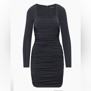 Aritzia black ruched longsleeve dress size large